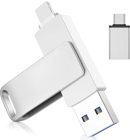 3-in-1 USB Stick 256GB MFi Zertifiziert Light-ning USB C & USB 3.0 | Externer Speicherstick für iPhone, Android & PC | Externe Festplatte kompatibel mit iOS Geräten