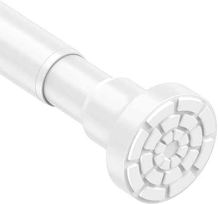 Shower Curtain Pole Extendable Curtain Rod 75-170 cm Adjustable White Tension Rods for Curtains Telescopic Curtain Poles No Drilling Shower Curtain Rail for Bathroom Bedroom Window Closet