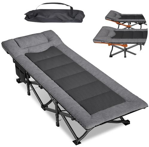 Mopaicot Furn Campingbett feldbett klappbar, verstellbarem Kopfteil | mit bequemer Polsterung; tragbares Campingbett bis 200 kg Belastbarkeit; inklusive Tragetasche