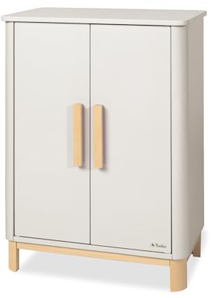 PINOLINO Puppenschrank Malea aus Holz - großer Puppenkleiderschrank mit Kleiderstange, Einlegeboden und 3 Kleiderbügeln, Kleiderschrank für Puppenkleider im Kinderzimmer, ab 3 Jahren