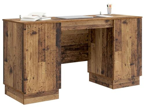 vidaXL Schreibtisch mit Regal Altholz 142,5 x 50 x 75 cm Holzwerkstoff, Moderne Wohnzimmermöbel, rechteckig, vielseitig, viel Stauraum, anpassbar für lebendige Räume