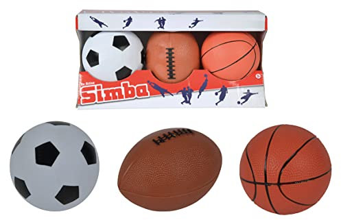 Simba 107352005 - Bälle Set, 3 Stück, Fußball, Basketball, Football, Durchmesser 9-10cm, Für Kinder ab 3 Jahren
