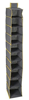 axentia Hängeregal Vlies-Stoff-Hängeaufbewahrung für Kleiderschrank, grau, 18 x 30 x 128 cm