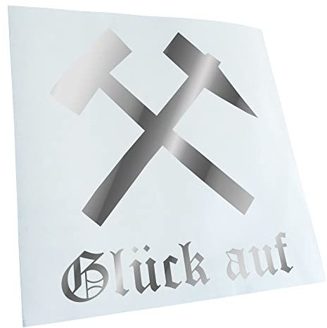 Kiwistar - Autoaufkleber - Chrom - 12x10cm Glück auf! - Bergbau - Kumpel - Heckscheibe Auto Aufkleber wetterfest für Kfz LKW Mofa Truck - Sticker außen selbstklebend Tuning Zubehör für Fenster