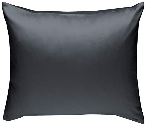 Bettwaesche-mit-Stil Mako-Satin Baumwollsatin Bettwäsche Uni einfarbig zum Kombinieren (Kissenbezug 50 cm x 50 cm, Anthrazit) viele Farben & Größen