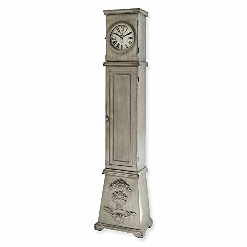 Loberon Standuhr Mela, zauberhaft nostalgisch, mit DREI Innenfächern, Landhaus-Stil, Vintage-Charme, Wohn-Accessoire, Aufbewahrung, Kiefernholz, Furnierschichtholz, hellgrau