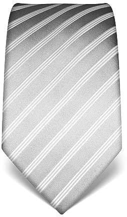 Vincenzo Boretti Herren Krawatte reine Seide gestreift edel Männer-Design zum Hemd mit Anzug für Business Hochzeit 8 cm schmal/breit silber