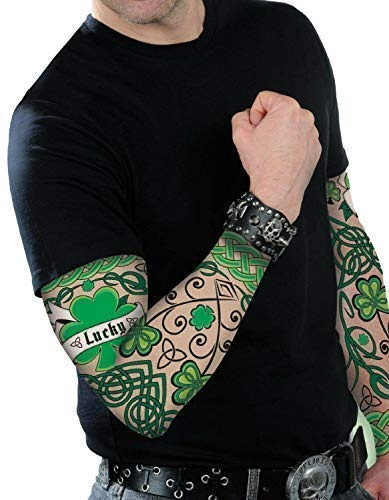 Irish Party Supplies (4 Ärmel) St Patricks Day Tattoo Ärmel Irisch Kostüm Zubehör Erwachsene Irland Kostüm