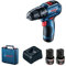 Bosch GSB 12V-30 Atornilladores taladradores de percusión a batería (2× GBA 12V 2.0 Ah + GAL 12V-40, (Brushless))