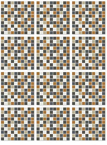 Panorama Azulejos Adhesivos Cocina Baño Pack de 24 Baldosas de 20x20cm Cuadrados Naranja - Revestimiento de Paredes - Cenefas Adhesivas