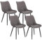 WOLTU Esszimmerstühle 4er Set, Küchenstühle, Wohnzimmerstühle, Polsterstühle mit Rückenlehne, für Esszimmer, Küche, Wohnzimmer, Büro, Sitzfläche aus Kunstleder, Metallbeine, Dunkelgrau BH210dgr-4
