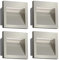 ledscom.de 4 Stück LED Wandeinbauleuchte NOLA, Downlight für außen, IP54, aluminium glänzend, 90 x 90mm, warmweiß