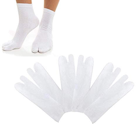 SUNTRADE 3 Paar Japan Tabi Socken Split 2 Toe Sandalen Ninja Slipper Japan Kimono Baumwolle (Weißx3)