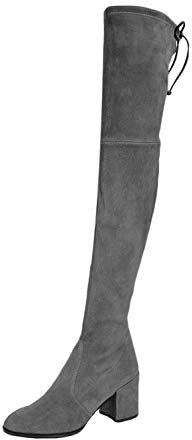 Minetom Donna Stivali Moda Sexy Casual Elegante Invernali con Tacco Alti sopra Il Ginocchio Tacchi Alti Inverno Boots C Grigio 41 EU