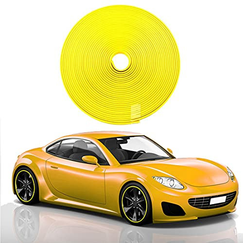 DRSM Auto Rad schutzring,Auto-Dekor-Styling-Streifen, Felgen-Reifen-Schutzabdeckungen, Flexible Auto-Zierstreifen, (8 Meter, 10 Farben),Yellow