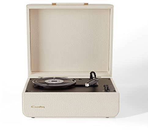 Crosley Mercury Giradischi Vinili con Bluetooth In/out, RCA e Altoparlanti Stereo - Vintage Design Lettore di Dischi a 3 Velocità - Per 7, 10 e 12 - Portatile con Custodia Integrata (Crema Croc)
