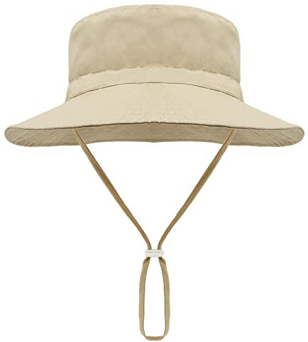 Malaxlx Unisex Kleinkind Khaki Sonnenhut Fischerhut Kinder Sommerhut Breiter Krempe Strandhut für 2-6 Jahre Mädchen Jungen
