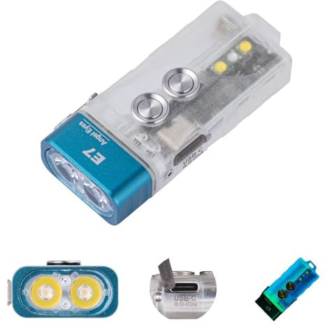 RovyVon E7 700 Lumen kompakte Schlüsselanhänger Taschenlampe, superhelle, wiederaufladbare USB C Taschen EDC Taschenlampe, unterstützt austauschbare Batterie, mit vielseitigen Seitenlichtern
