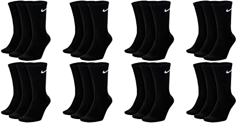NIKE 12 Paar Everyday Lightweight Crew SX7676 Tennis Socke weiß schwarz grau, Farbe:Schwarz, Größe:46-50