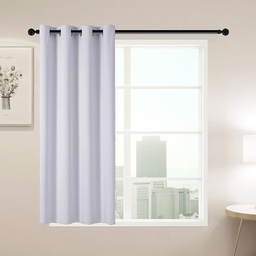 DALINA Textil -Cortina Opaca 140 x 145 para Salón Dormitorio - Cortina para Habitacion Color Solido - Cortinas Lisas Suave con Ojales para Ventanass 1 Pieza 140x145cm Gris Perla