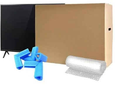 TV Boxes Kit for Moving House with Foam Corners & Bubble Wrap- Available Size 22 inch to 85 inch - Double Wall Solid Cardboard TV Box for Packing, Storing, Shipping | With Handles and Extra Strength