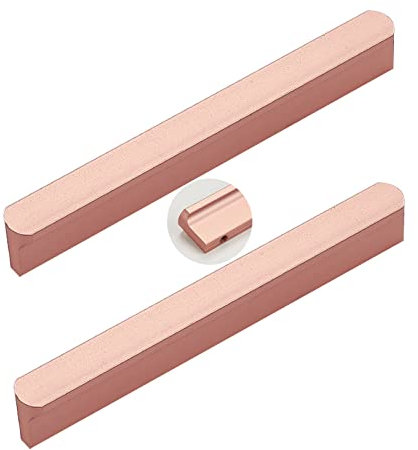 2 piezas Tiradores de armario Oro rosa Manijas de puerta dormitorio Manillas de cajón picaportes de cocina mango de muebles Aleación de aluminio Asas gabinete pomo (Distancia entre agujeros 96mm)