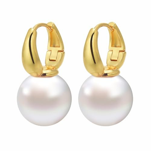 Huge Tomato Perlen Trofenohrringe, 14mm elegante groß Perlen Ohrringe für Frauen, 14k Gold plattierter Bügelverschluss, Creole, Perlenohrringe als Geschenk
