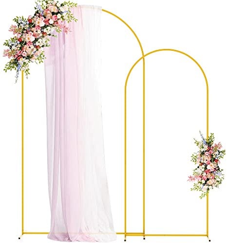 Fomcet Metall traubogen-Hintergrundständer, 2 Stück, goldfarben, Hochzeitsbogen ständer, 2,2 m & 1,8 m, gewölbter Hintergrundrahmen für Geburtstagsparty, Babyparty, Abschlussfeier, Dekoration