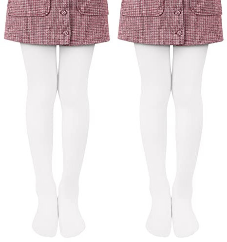 Libella 2er Pack Ballett Strumpfhose für Mädchen Tanzstrumpfhose mit Fuß 80 DEN Blickdicht Mikrofaser Farbig 27251 Weiß 164-170