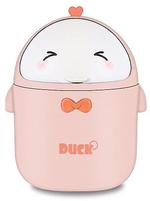 TOGHPUW Small Pink Cute Duck-Shaped Slide Lid Bin, 2.73L, Perfect for Desk, Bedroom, Office