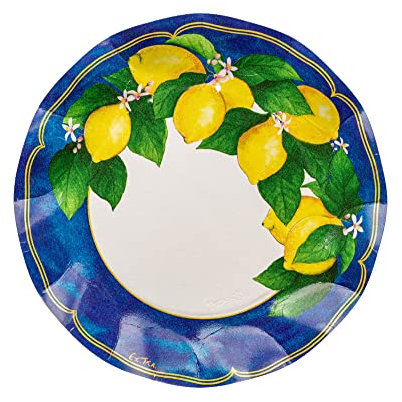EX.TRA. Assiettes plates en papier à pétales citrons 21 cm 8 pièces