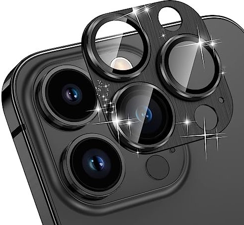 NicMool Protezione Fotocamera Compatibile con iPhone 13 Pro/13 PRO Max, Vetro Temperato Obiettivo Posteriore, Lega di Alluminio Pellicola Protettiva Fotocamera per iPhone 13 Pro/13 PRO Max - Nero