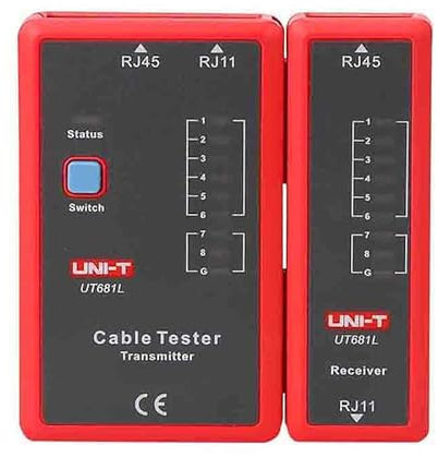 UNI-T Uni-trend Cable and network tester UT681L RJ11 RJ45 Cable LAN Tester Network Cable Telephone Line Dual-use Tester LED Status Display NC/HDMI Repair Tool(UT681L)