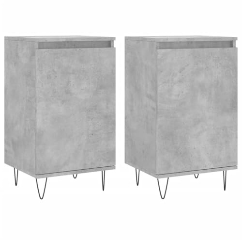 vidaXL Sideboard 2 STK., Kommode mit viel Stauraum, Mehrzweckschrank Anrichte für Wohnzimmer, Schrank Beistellschrank Metallbeine, Modern, Betongrau Holzwerkstoff