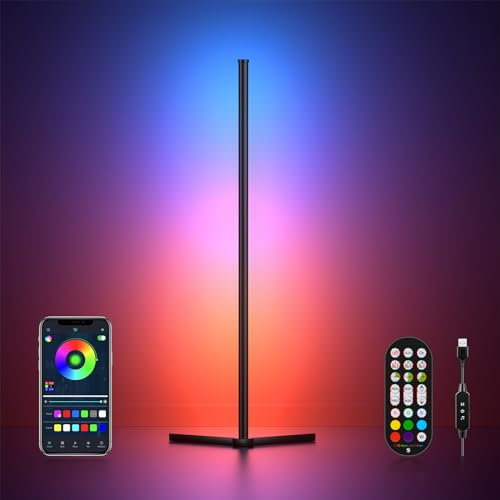 Led Stehlampe Dimmbar RGB Lampe mit Fernbedienung und App-Steuerung,USB-Betrieb,Musik Sync, 16 Millionen Farben, DIY-Modus & Timing -Funktion Stehlampe Farbwechsel für Gaming Wohnzimmer Schlafzimmer