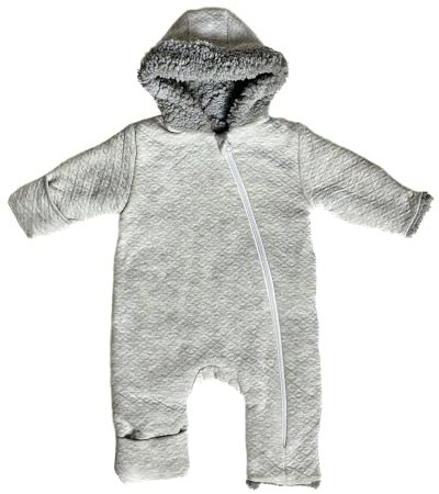ORSON for® | Baby Overall mit Kapuze | Strampler neugeborene mit Reißverschluss | 0-24 Monate | 100% Baumwolle | Oeko-Tex (Grau b, 50-56)