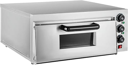 Horno eléctrico para pizza de uno o dos pisos, horno tostador comercial para pizza con cajón, construcción de acero inoxidable de 15 pulgadas con lámpara a prueba de explosiones
