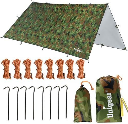 Unigear Tarp Rain Fly Regenschutzplane, wasserdicht, Wanderschuppen, faltbar, leicht, wasserdicht, für Camping und Schutz vor Regen, Schnee und Sonne