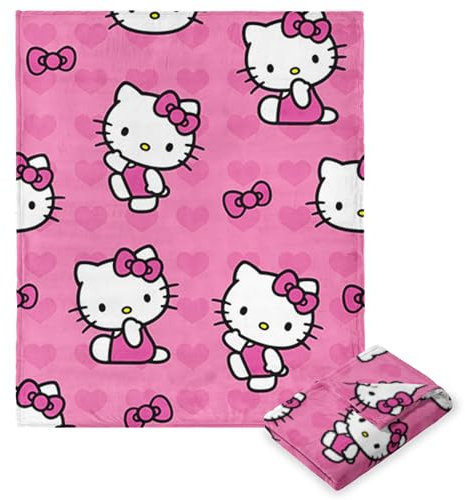 Northwest Hello Kitty Silk Touch Überwurfdecke, 127 x 177,8 cm, I Love Pink