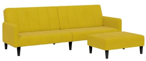 vidaXL Canapé-lit à 2 Places avec Repose-Pied Jaune Velours, canapé-lit avec Repose-Pied, canapé-lit Pliable, canapé-lit 2 Places, canapé-lit de Jour