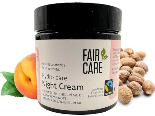 FAIR CARE Nachtpflege 100ml - Gesichtscreme Nacht mit Aprikose und Shea - FAIRTRADE Gesichtspflege - feuchtigkeitsspendende Nachtcreme für alle Hauttypen