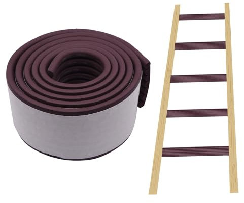 ANMOO 2m Bunk Bed Ladder Pads Soft Ladder Cover with Strong Adhesive Bunk Ladder Cover 80mm Wide Replacement Bed Ladder Protection for Stair Steps Foot Comfort Corner - Brown