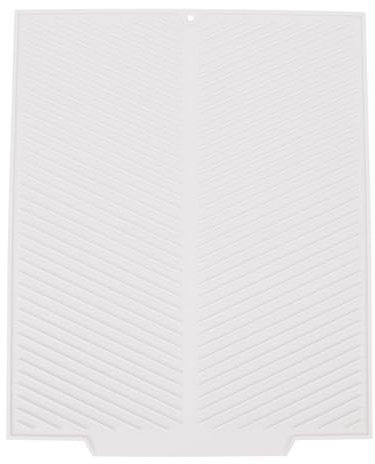 Draining Board Mat, Non Slip Silicone Dish Drying Mat Flume Drain Board Drainer Mat for Kitchen Countertop Tabletop Accessories (White)