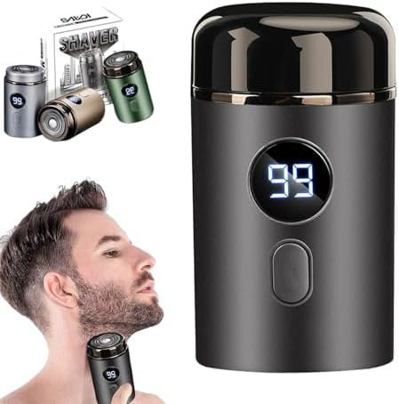 Mini Shaver Electrique, Rasoir Electrique Portable pour Homme, USB Réchargeable Sans Fil Etanche, Tondeuse de Barbe de Poche à Bouton Uniques Ouverte et Sèche, Cadeaux pour la Maison, le Voyage
