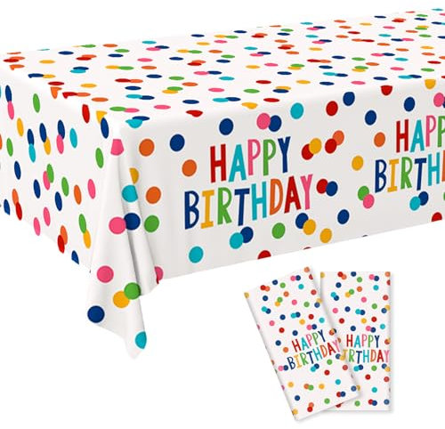 Tischdecke Kindergeburtstag, Tischdecke Geburtstag Party Tischdecke Geburtstagstischdecke Plastik Happy Birthday Tischdecke für Kinder Jungen Mädchen 137 X 274cm