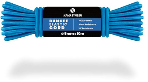 Kamu Synber Cuerda Elástica 5mm x 10m Cuerda de Goma Elastica para Lona, Remolque, Piscina, Pulpos | Azul