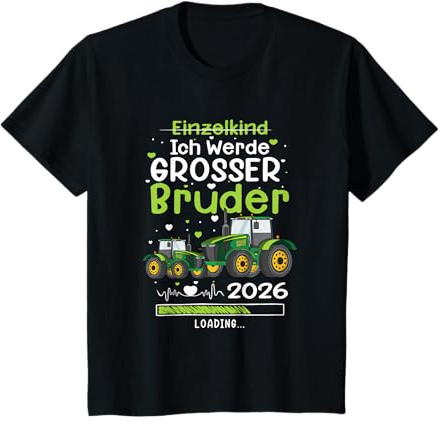 Kinder Ich Werde Großer Bruder 2026 Traktor Baby Einzelkind Jungen T-Shirt