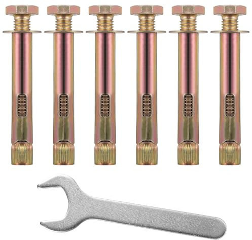 6 Pcs Expansion Screw Bolts, M10 x 12 x 80 mm Hex Bolt Sleeve Anchor Bolts, Heavy Duty Concrete Masonry Brick Wall Fixings Plugs Screws