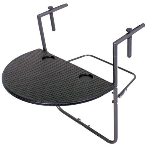 Balkontisch Rattan Optik - 60x43 cm - Klapp Balkon Hänge Tisch höhenverstellbar
