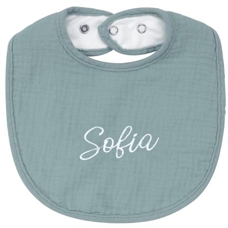 SIMYJOY Lätzchen Baby Halstuch Baby Personalisiert, Halstücher Neugeborene, Musselin Babylätzchen mit Namens Personalisiertes Geschenk Grün